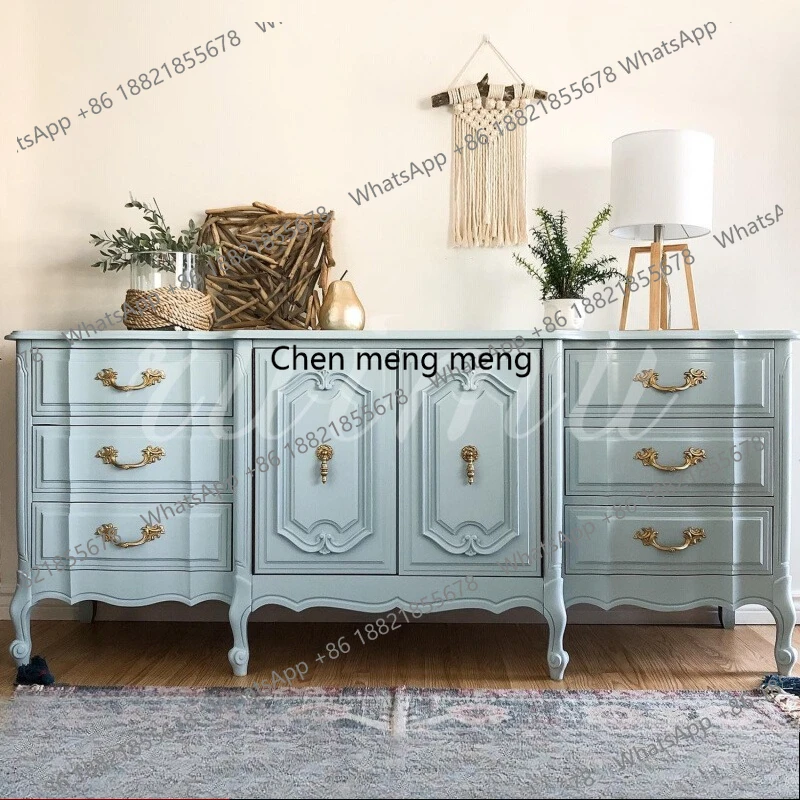 

Французский пасторальный сундук из цельного дерева, боковой шкаф для гостиной, столовой, шкаф для хранения в спальне, боковой шкаф для небольшой квартиры