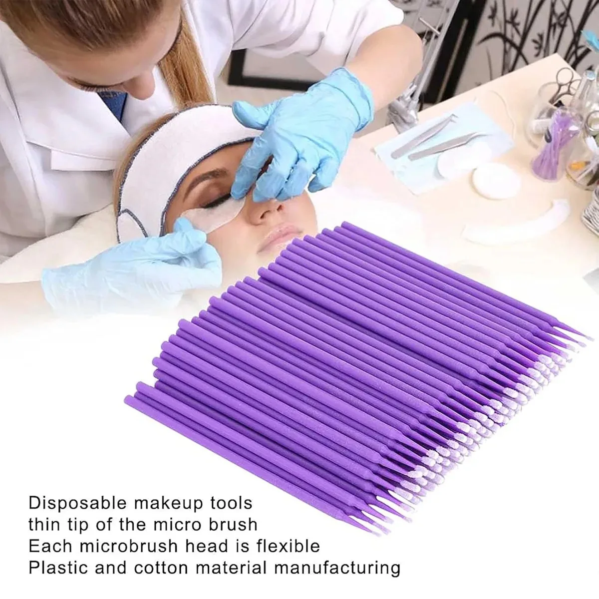 Cotonetes corretores de maquiagem de precisão, pontas de algodão para detalhamento de cílios, remoção de manchas e arte de unhas, descartável de ponta dupla B