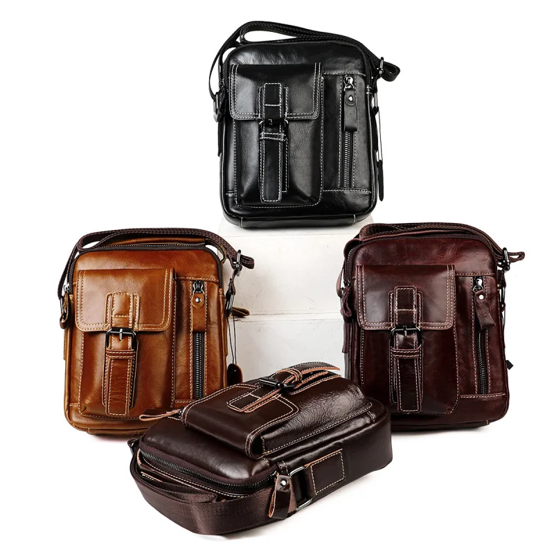 Fashion Men's Cow Leather Crossbody Bag Man Shoulder Bag Casual Male Top-handle Phone Bag For Men