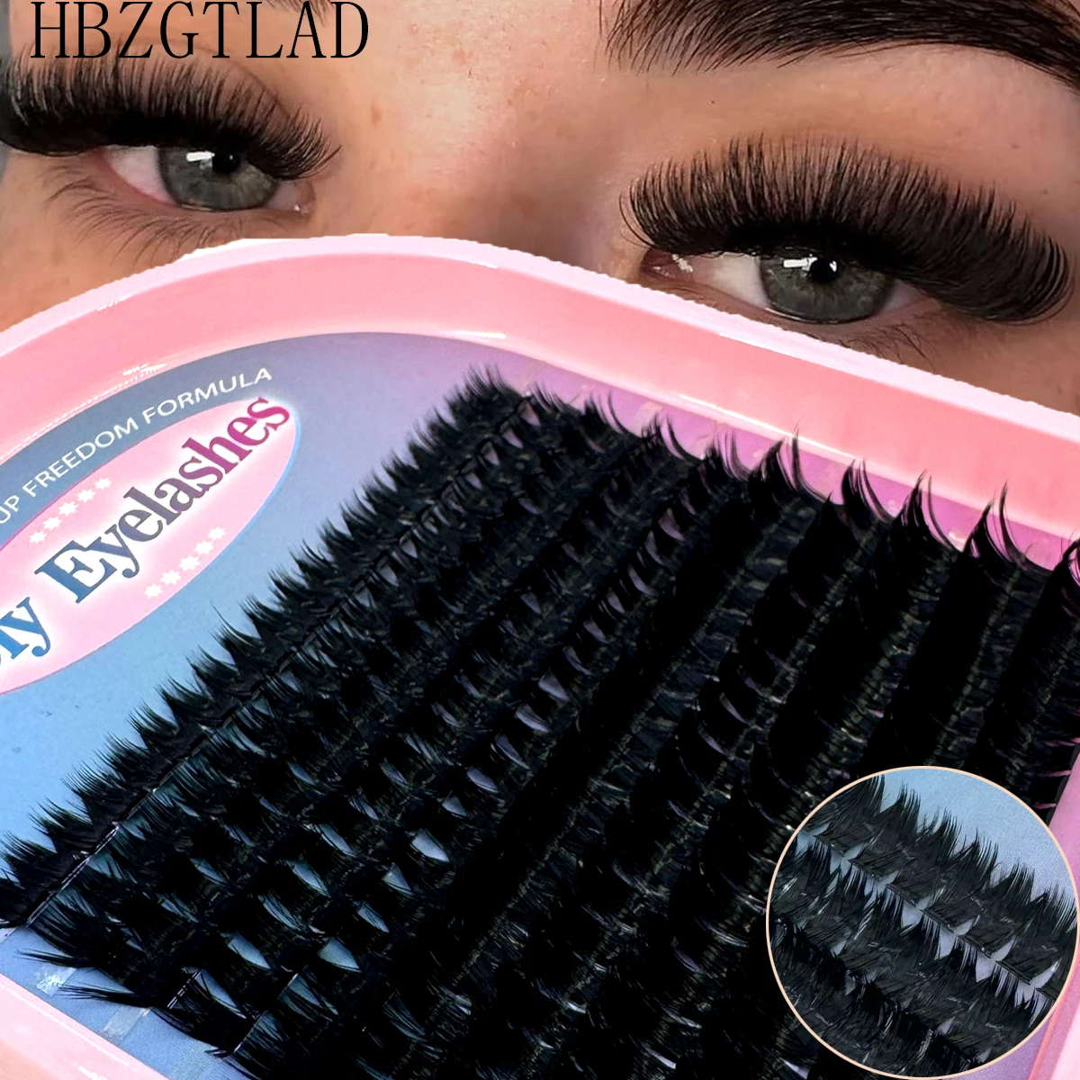 HBZGTLAD200 Bundles Nerz Wimpern 0,07mm Dünne Wimpernverlängerung 3D Russland Volumen Einzelne Wimpern Cluster Make-Up Schwarze Wimpern