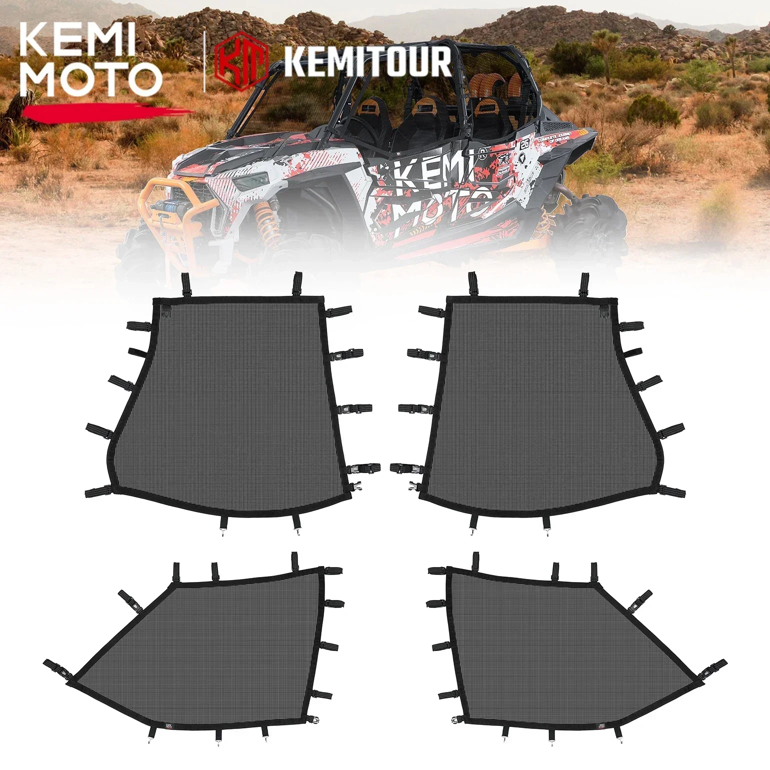 

KEMIMOTO Roll Cage Window Mesh Net Compatible with Polaris RZR XP 1000 /XP 4 1000 2014-2024 Side Mesh Shield Protective Netting