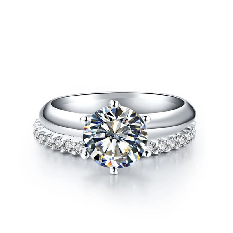 Luxury Quality 2ct SONA CZ Zircon Wedding Ring Set Tibetan Silver Bridal Set Engagement Ring Set For Women Wholesale image 2