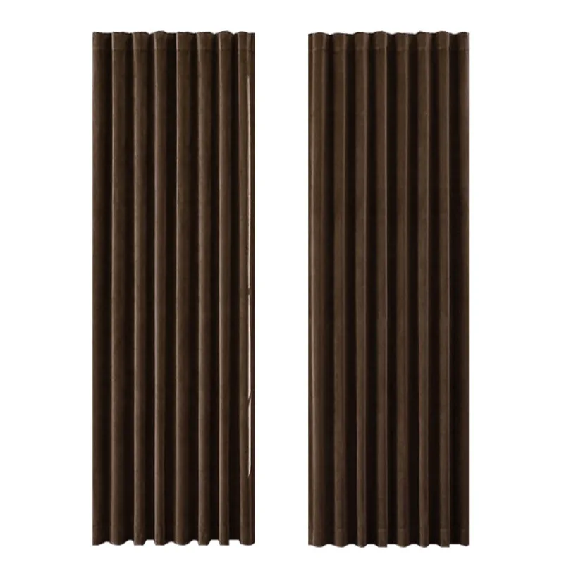 

Brown Light Luxury Curtains for Living Dining Room Bedroom Silk Velvet Curtains Dark Coffee Curtains Chocolate Finished Curtains