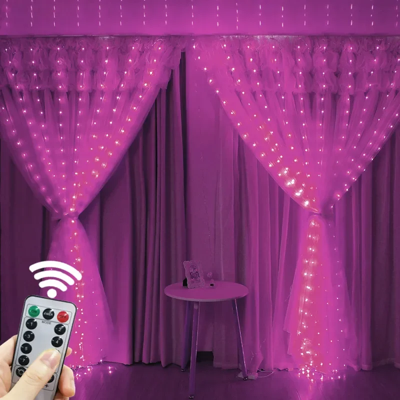 3/6 متر غرفة الديكور عطلة الزفاف 8 طرق أضواء جارلاند لغرفة النوم المعيشة USB LED الستار التحكم عن بعد سلسلة أضواء