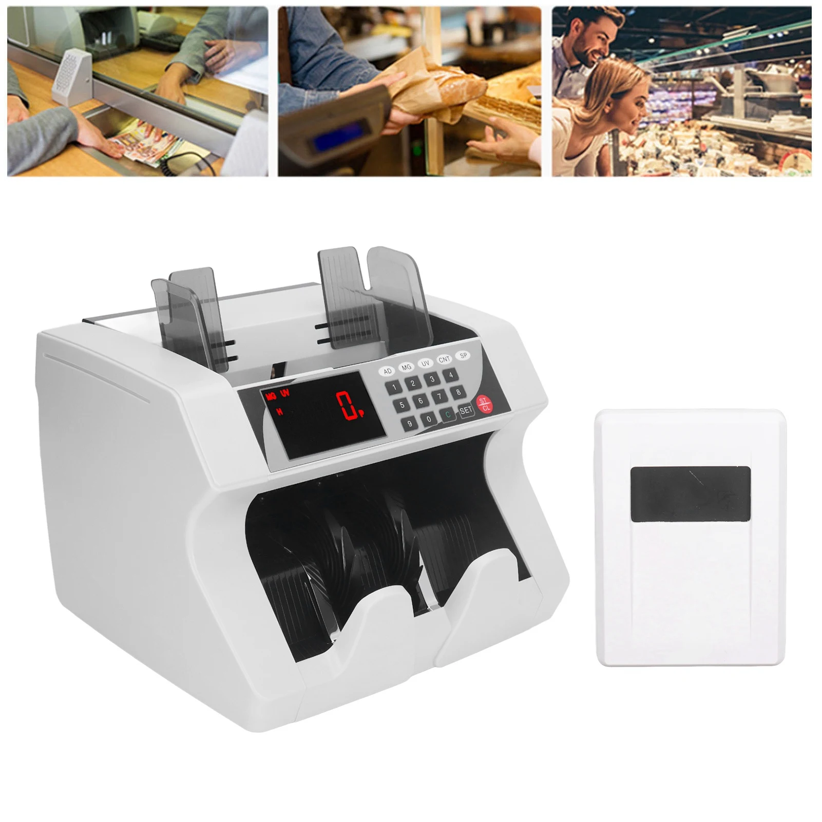 Bill Cash Counting Machine Money Counter Accurate Counting LCD Alarm Mini Commercial Bill Cash Counting Machine for Supermarkets