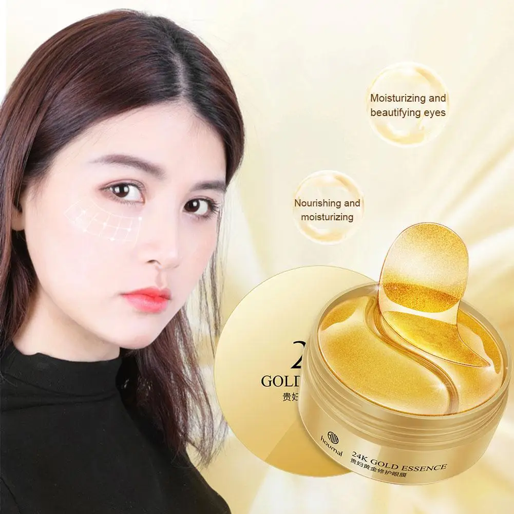 Korean Skincare Produto 24K Gold Eye Mask, Hidratação Eye Patches, Essência de Algas Marinhas, Desvanecer-se Linhas Finas, Apto para Círculos Escuros