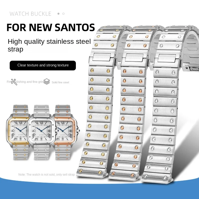 Stainless steel watch strap for Cartier new santos WSSA0009 WSSA0018 W2SA0009 quick release Watch Band Solid Metal Bracelet 21mm