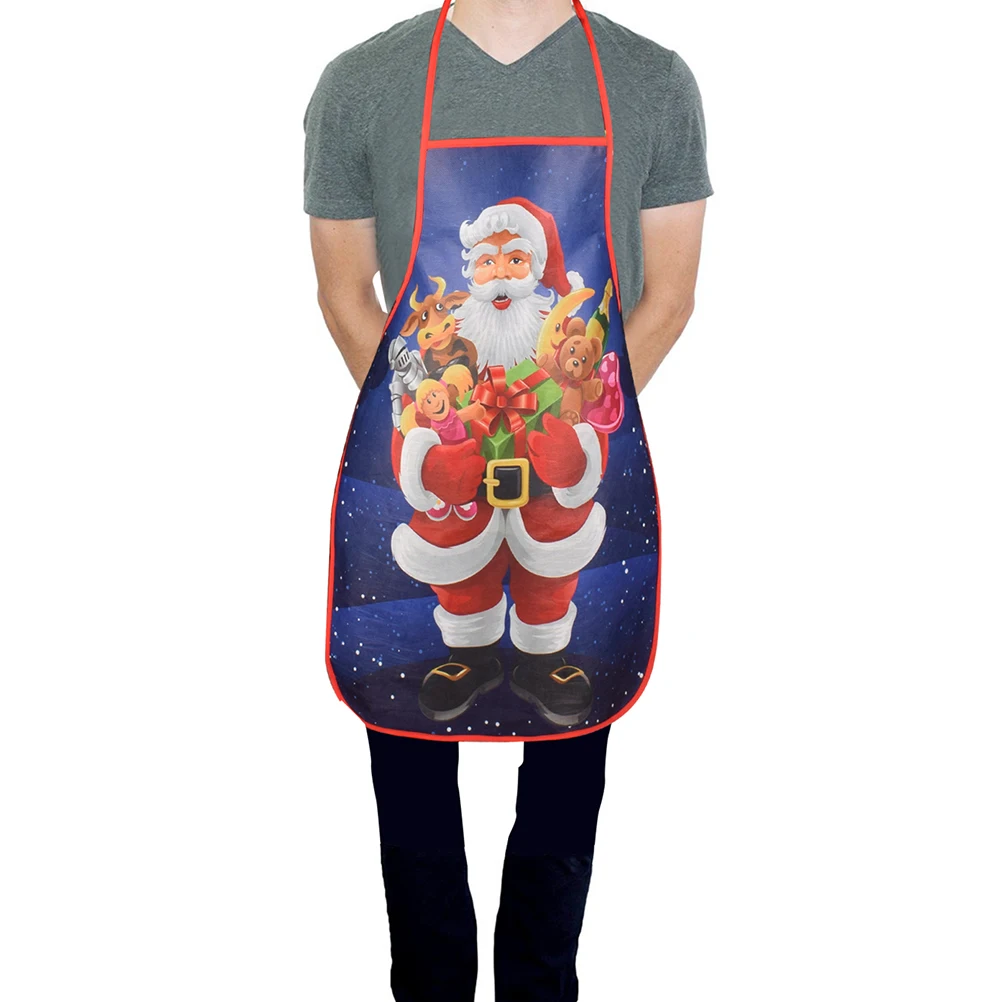 

2pcs Christmas Cartoon Kitchen Cooking Apron Lightweight Polyester Festive Decorative Apron For Holiday Party Creative