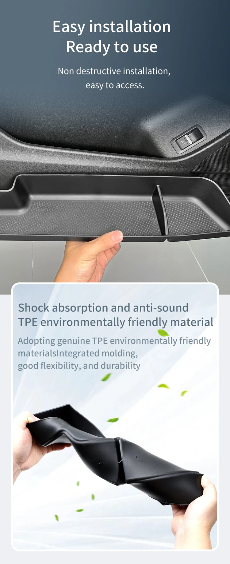 Smabee für Audi Q4 E-Tron 2021-2025 Tür-Seitenstauraum-Organizer aus TPE für vordere und hintere Türgriffe – Auto-Zubehör zur Aufbewahrung – Detail 5