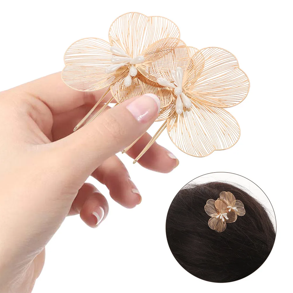 

2Pcs Golden Floral Hair Comb Vintage Baroque Bridal Hairpiece Elegant Wedding Hair Accessories Bridesmaid Party Updo Headpiece