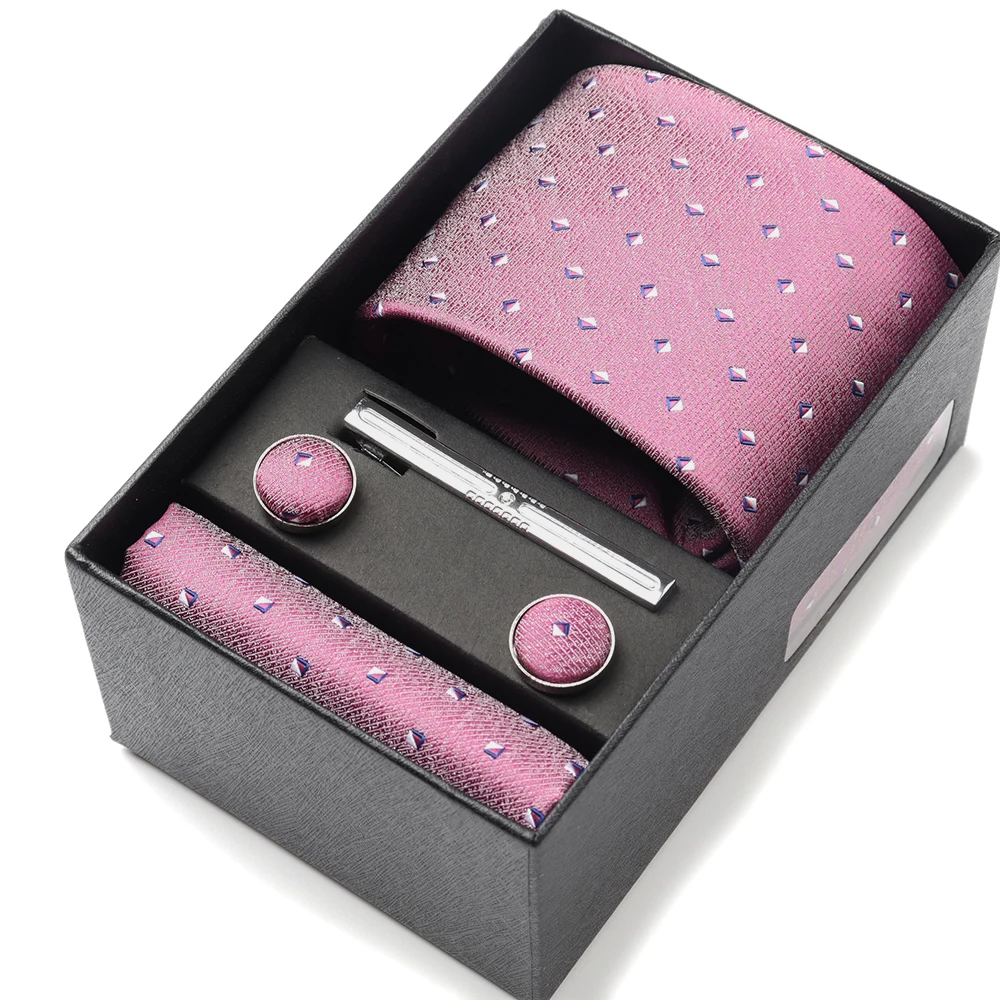 Pocket Square Cufflinks Set Tie Set Box for Men, Gift Box
