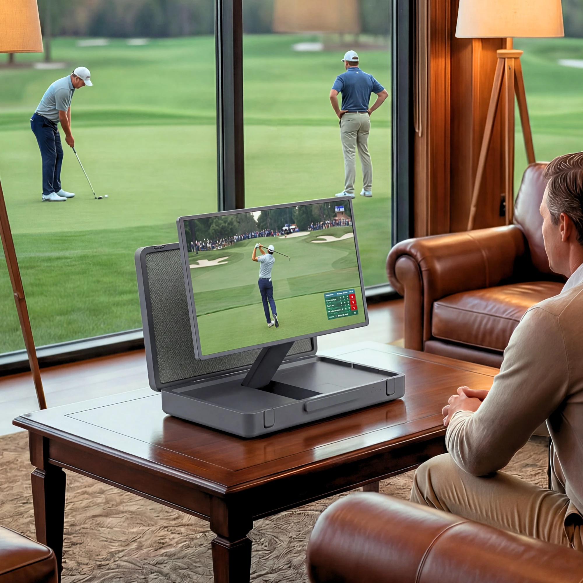 ELC Packgo Smart TV 27 Inches Tablet Touch Screen Android 14 1920*1080 With Watching Golf Game Portable Suitcase Smart Display
