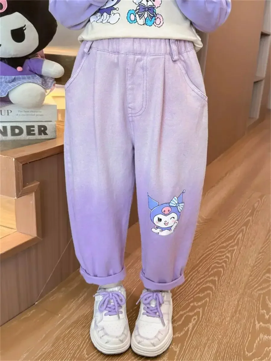 

Sweet Kuromi Anime Kawaii Casual Pants Spring Autumn Cute Sanrio Ins My Melody Long Trousers Clothing Lovely Gifts for Kids