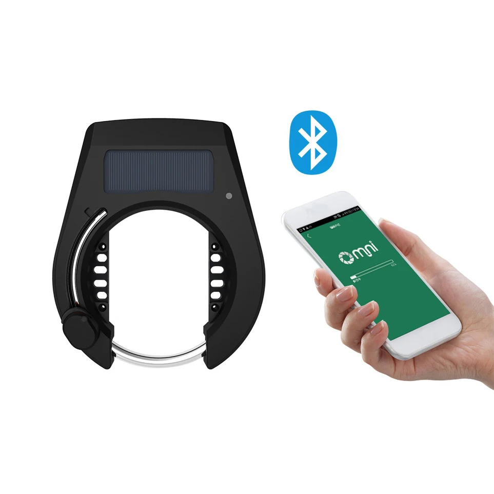 New Design High Security USB Charging Personal Solar Panel Bike Intelligent Smart Ble Bluetooths Bicycle Horseshoe Lock