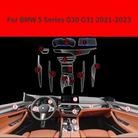 BMW G30 G31 시리즈 5 2021 2023 자동차 인테리어 액세서리 필름, 투명 TPU 센터 콘솔 스크래치 방지 필름 수리
