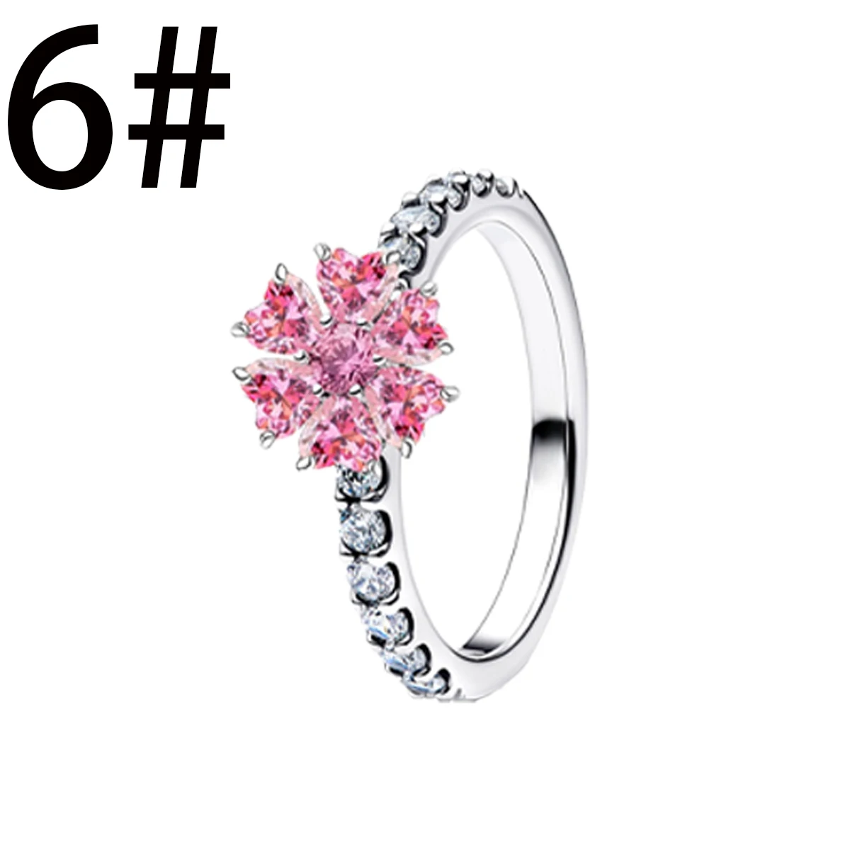 Women's 925 Sterling Silver Pink Flower Zircon Ear Stud, Ring & Pendant Set