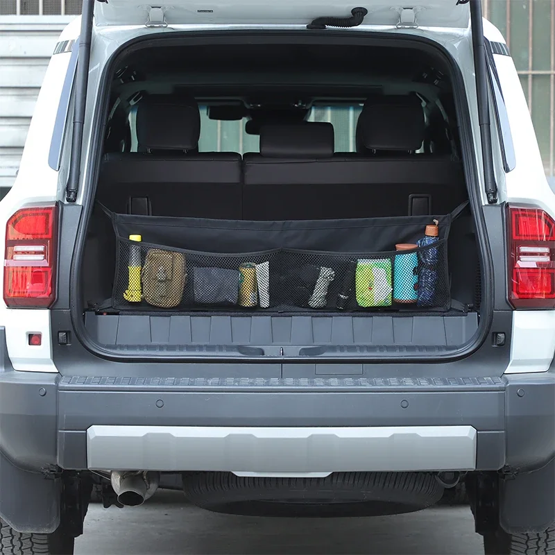 Polyester Black For Toyota Land Cruiser Prado 250 LC250 2024-2025+ Car Trunk Tool Storage Mesh Pocket Car Interior Accessories