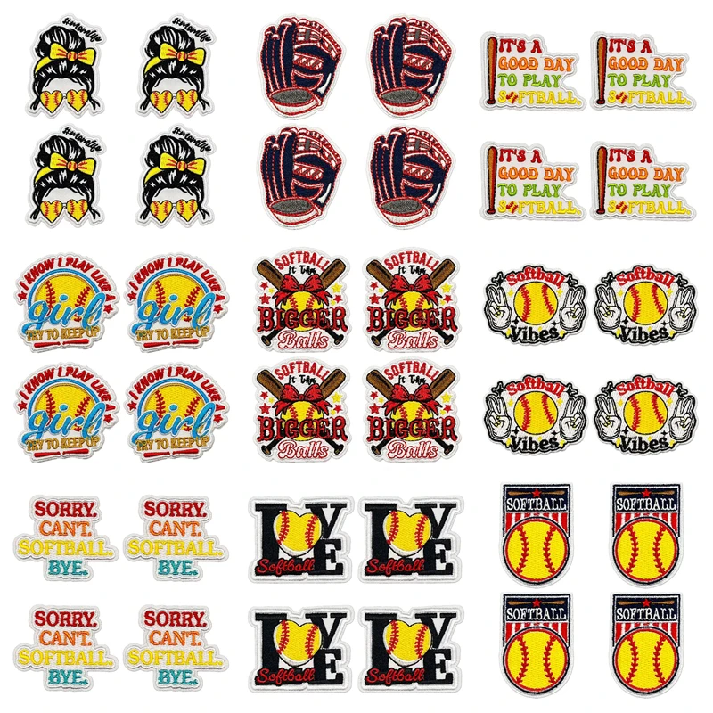 Embroidery Quote - 10 Stück Softball-Themen-Aufnäher zum Aufbügeln, Softball-Mama