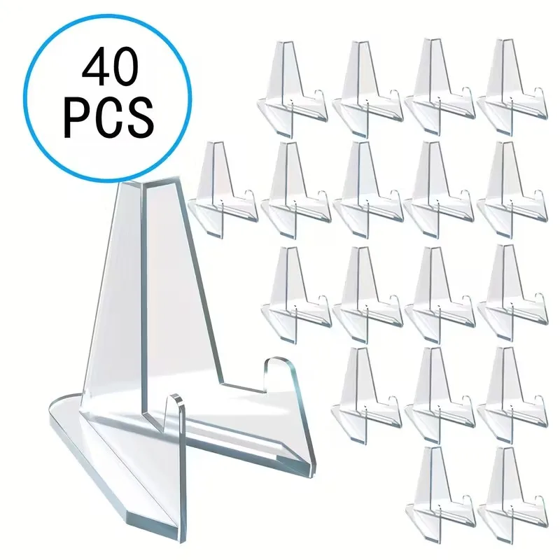 

40 шт., прозрачный акриловый держатель для дисплея, треугольная памятная монета, фоторамка, держатель для карт, стойка для ювелирных изделий, домашний декор