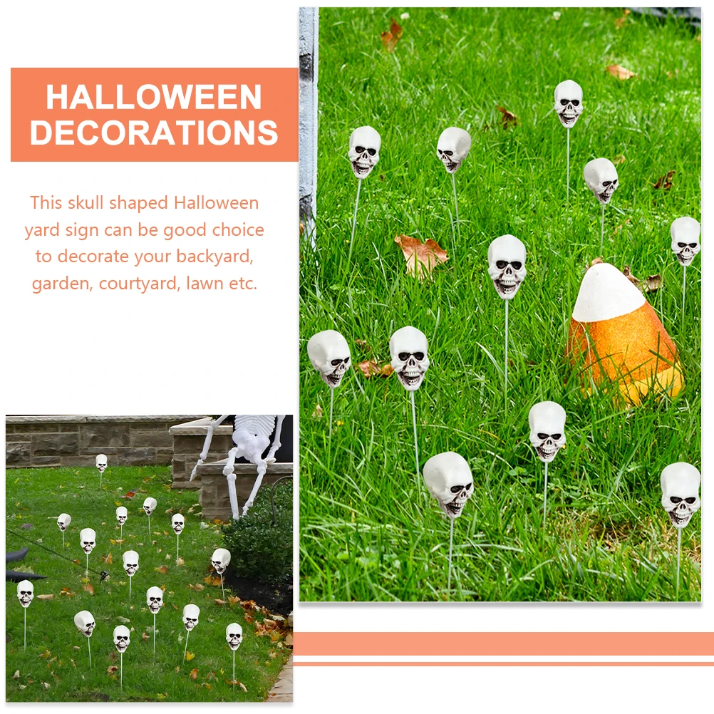 

2pcs Halloween Skull Yard Sign for Outdoor Garden Decoration Durable PVC Spooky Lawn Props Halloween Yard Stake