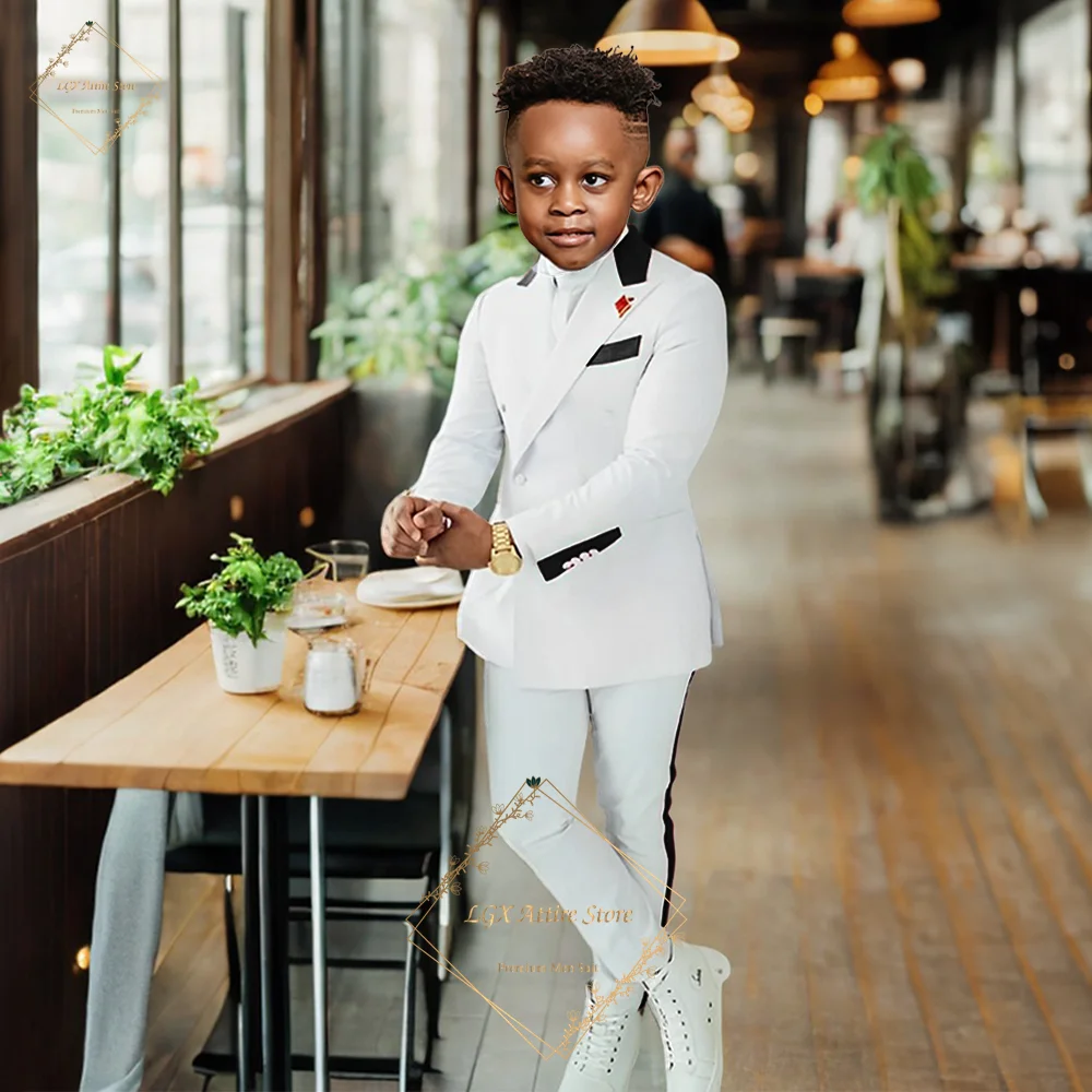 Boys Peak Lapel Single Button Fashion Colorblock Collar Suit and Pants 2-Piece Set Customized Special Occasion Dress Suit