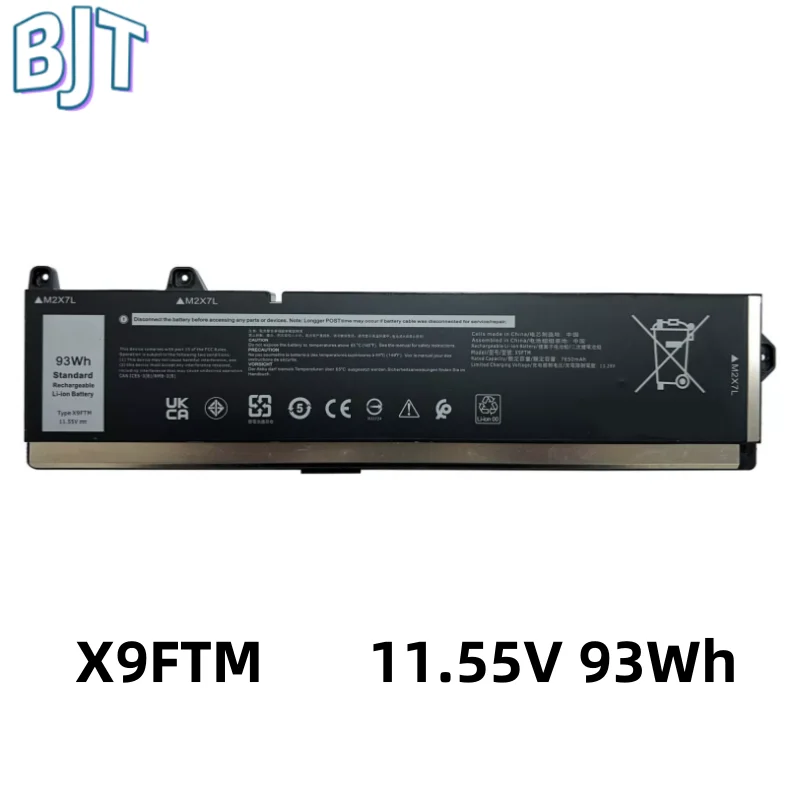 11.55V 93Wh New Rechargeable Laptop Battery X9FTM for Dell Precision 7670 7680 7770 7780 Series 31CP6/51/80-2 965V4 5JMD8 9Cell