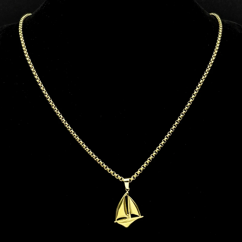 Navigations-Segelkette für Damen und Herren, Edelstahl, goldfarben, Hip-Hop, Sommer, Sport, Halskette, Schmuck, Geschenke – Detail 7