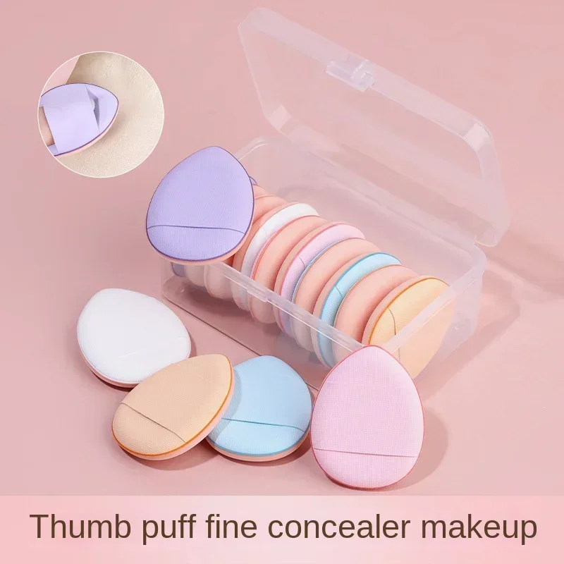 6pcs Mini Finger Powder Puff Makeup Sponge For Foundation Reusable Loose Powder Puff Suitable For Women's Makeup Functional Tool