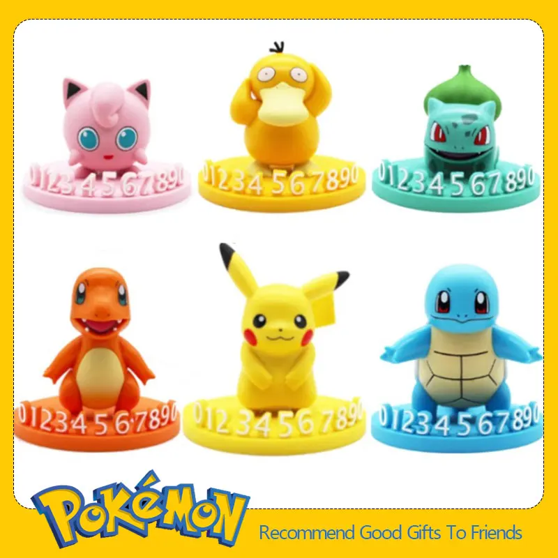 kawaii-pokemon-anime-figuras-pikachu-charmander-psyduck-squirtle-jigglypuff-bulbasaur-placa-de-numero-do-carro-cartao-de-estacionamento-temporario