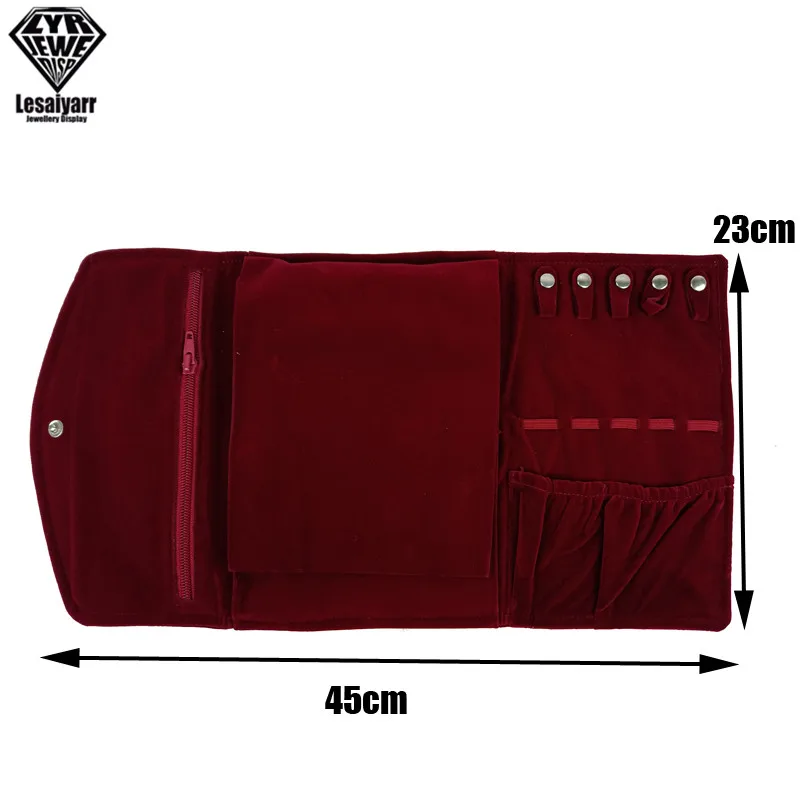 Travel Jewelry Organizer Roll Foldable Jewelry Roll Bag Small Jewelry Storage Bag for Ring Earrings Necklace Velvet Foldable Bag