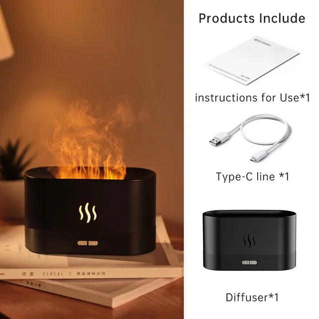 

Flame Diffuser 180ml Air Humidifier Ultrasonic Aromatherapy Cool Maker 7colors Flame Lamp Humificador For