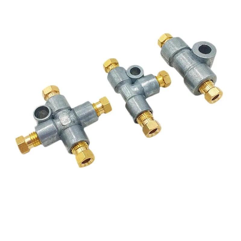 Zinc Alloy Internal Clamp M8 M10x1 Straight Tee Oil Distributor Fixed Oil Pipe Joint for Lubrication System Pipeline Fitting
