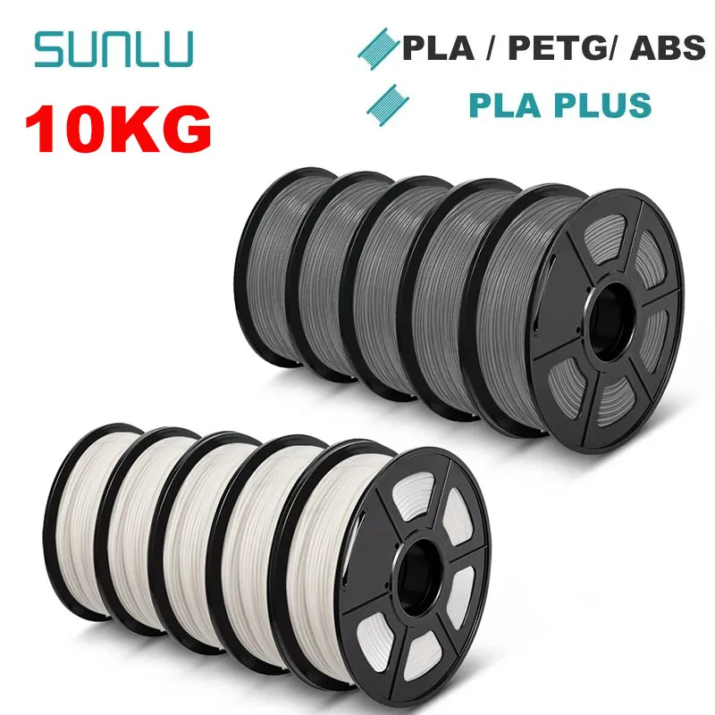 SUNLU 10KG Filament 3D PLA/PLA PLUS/PETG/Easy ABS Filamnet 1,75 mm 10 rolek 1KG schludnie nawijany Filament do drukarki 3D do drukarki 3D