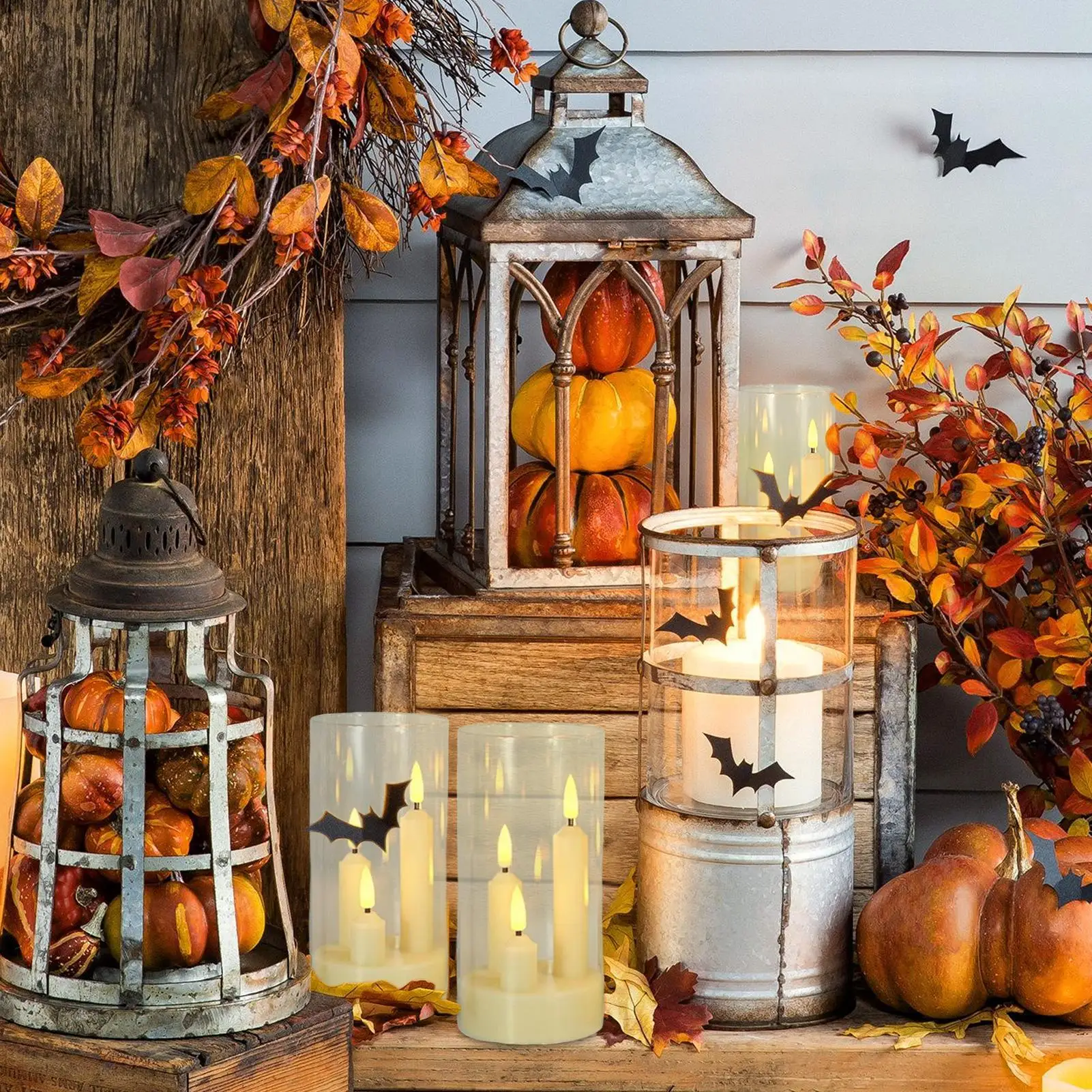 شموع عديمة اللهب مع عاكس الضوء عن بعد LED شموع وامضة أضواء زخرفية لرف المكتب وغرفة النوم والمكتب الداخلي