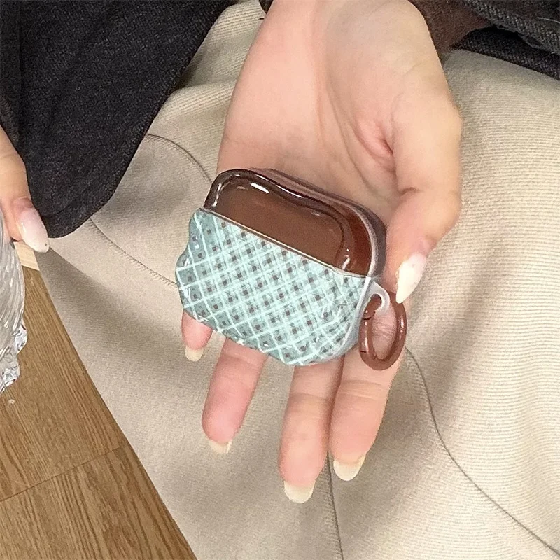 

Korean Plaid Pattern Earphone Case For Apple Airpods 4 3 2 Pro 3 Protective Cover Silicone Protective Cases For Airpods Pro 2 Ca