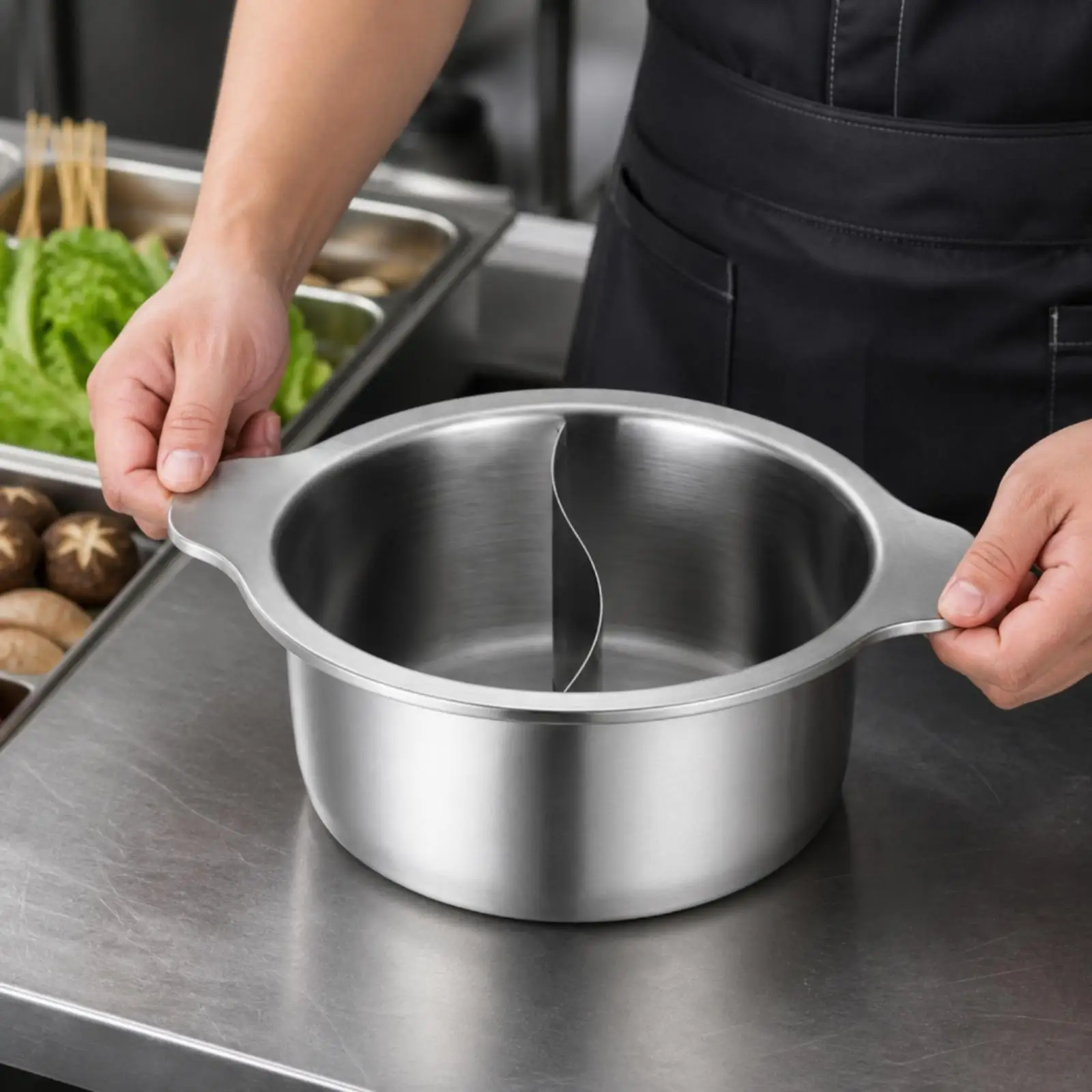 Induction Ready Stainless Steel Cooking Pot with Double Compartments and Side Handles for Kitchen