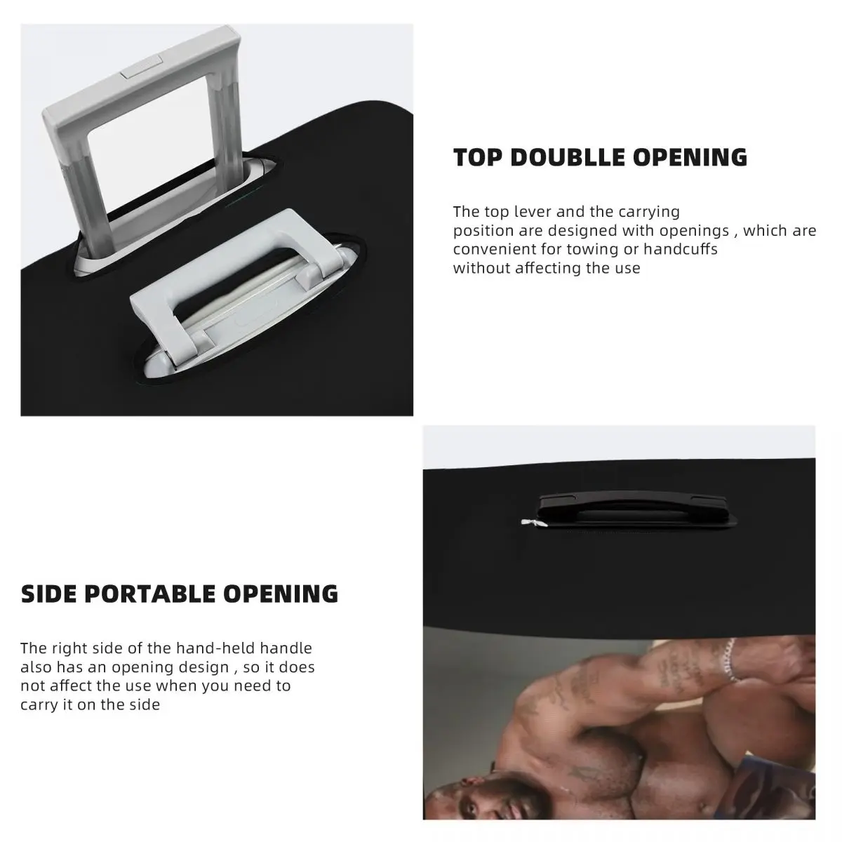 كبير ديك الأسود غي ميمي باري الخشب غطاء حقيبة حماية مرونة رحلة الأمتعة حامي يغطي لمدة 18-32 بوصة #6