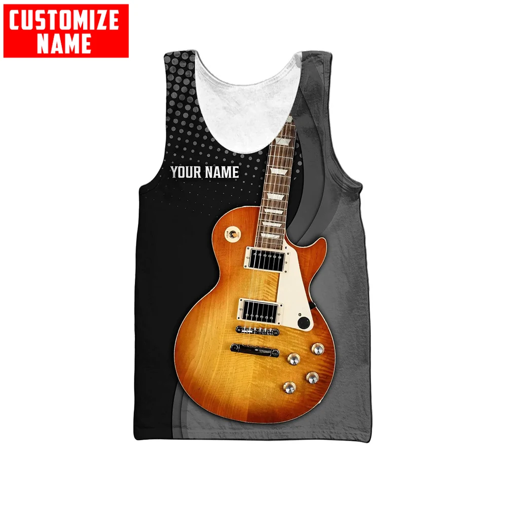 PLstar Cosmos Personalisierter Name Gitarre 3D-gedruckte Herrenweste Sommer Harajuku ärmellose T-Shirts Unisex Casual Cool Tank Tops BXX-6