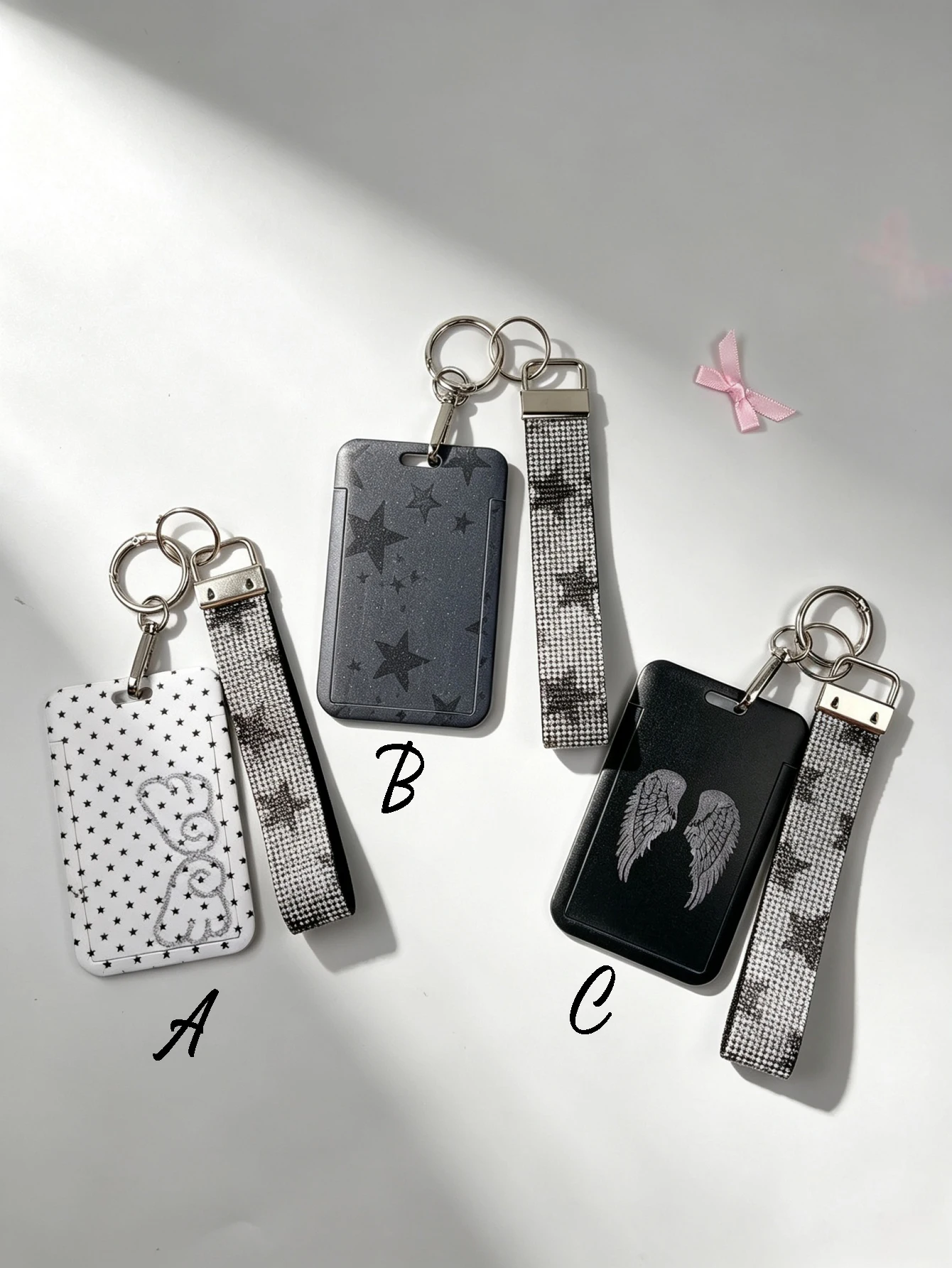 1 Set of Star Wings Printed Card Graphics, Bowknot Bead Pendants, Bag Accessories, Sweet and Cool Y2K Style, Suitable for Decorating Handbags, Crossbody Bags, Backpacks, Bag Charms, Keychains, Etc