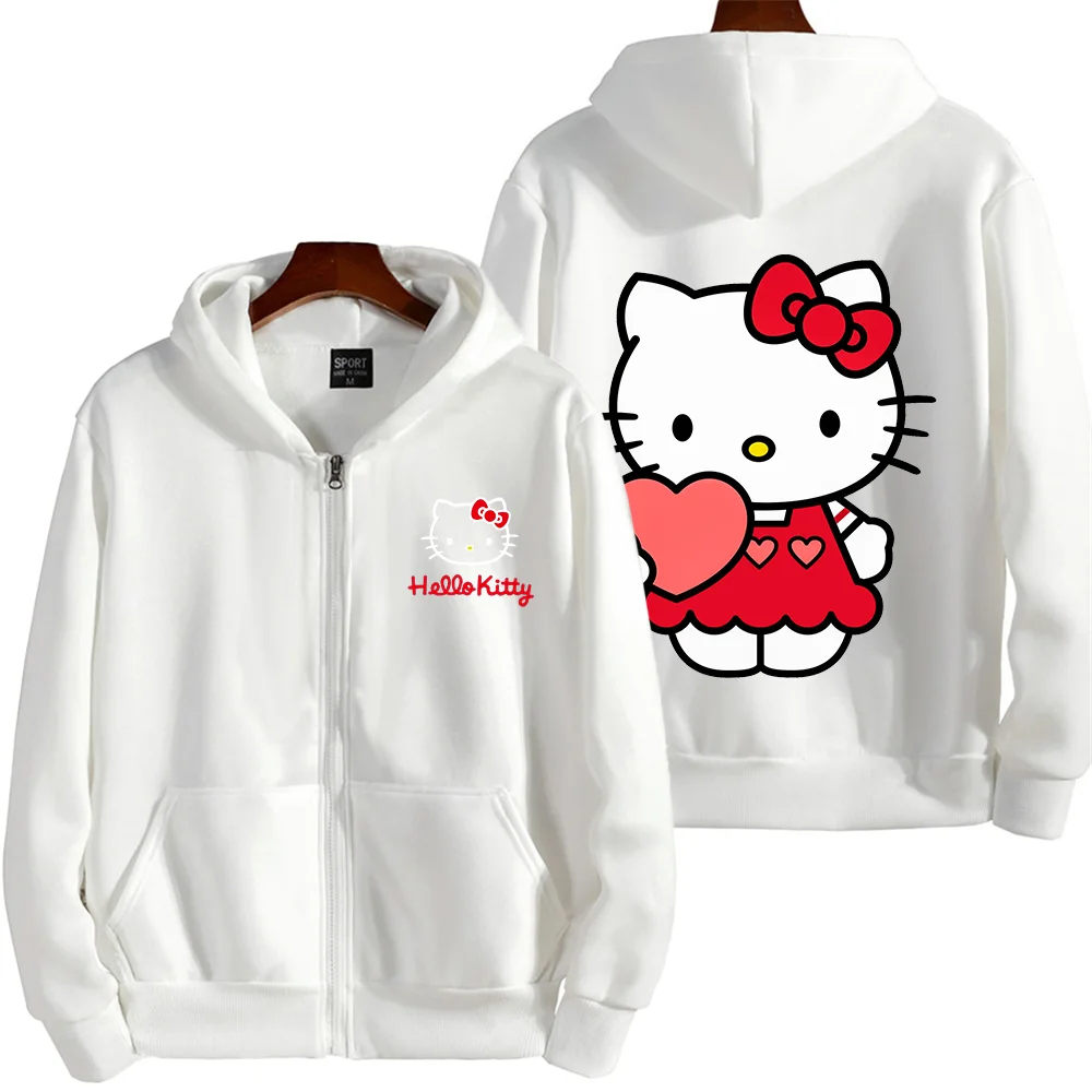 Kawaii Hello Kitty casual cute print unisex hoodie spring and autumn Sanrio cartoon casual sports street print hoodie