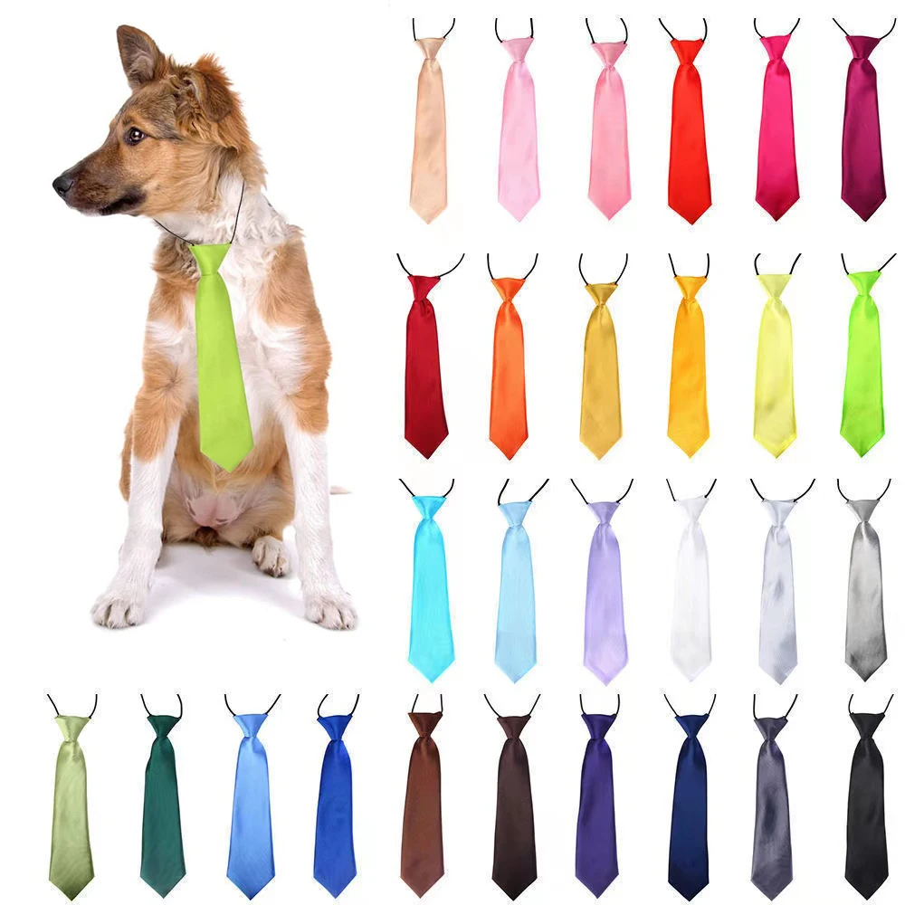 50/100pcs Solid color Large Dog Bow Tie Neckties Big dog ties for pet Elastic neckTies for Big Dogs Grooming Products