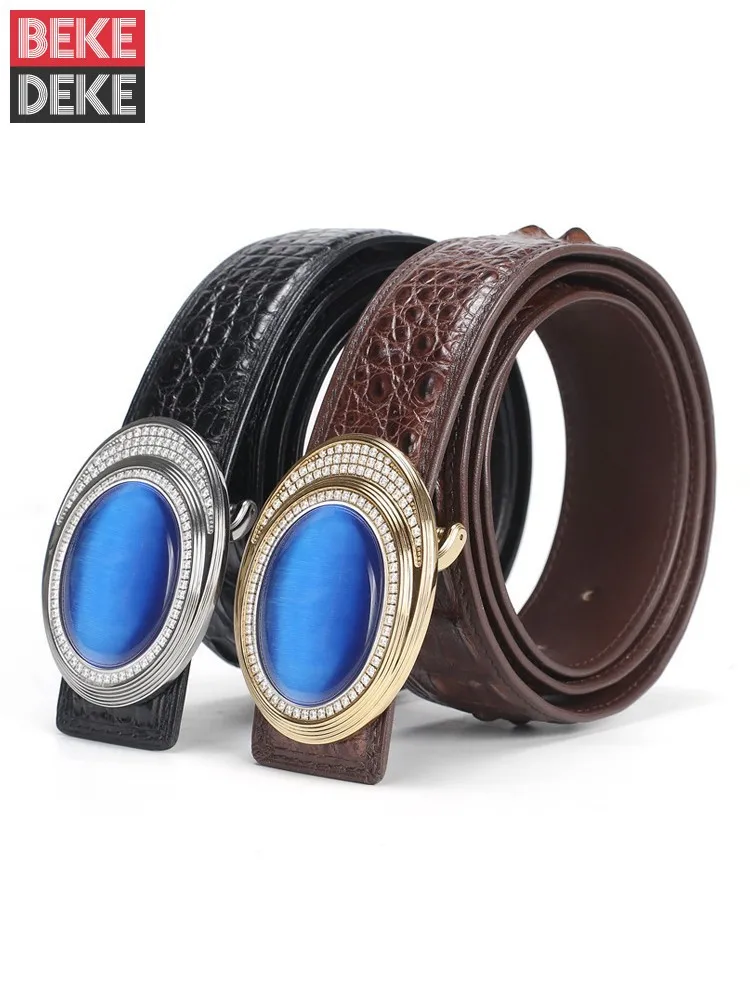 

Real Crocodile Leather Belt Men Shiny Diamonds Banquet Party Waistband Casual Business Vintage Genuine Leather Belt For Pants