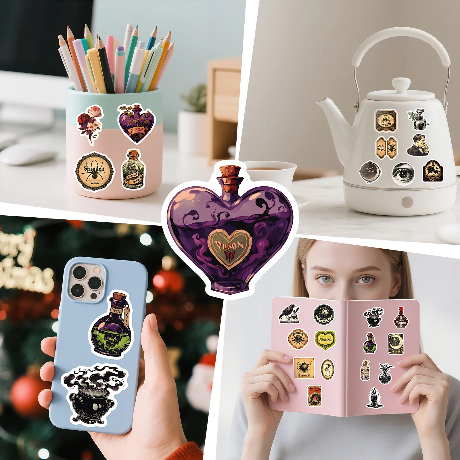 50 قطعة من ملصقات الكتابة على الجدران الصيدلي الإرهاب الجمجمة العنكبوت الغراب الكرتون الرجعية ملصقات الزخرفية شخصية