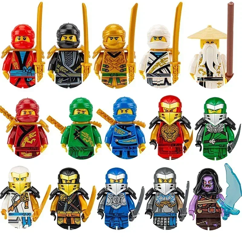 Hot Toys 8Pcs Anime Ninja Figures Morro Nadakhan Lloyd Kai Jay Zane Cole Nya Building Blocks Mini Action Figures  Brick Toy Gift