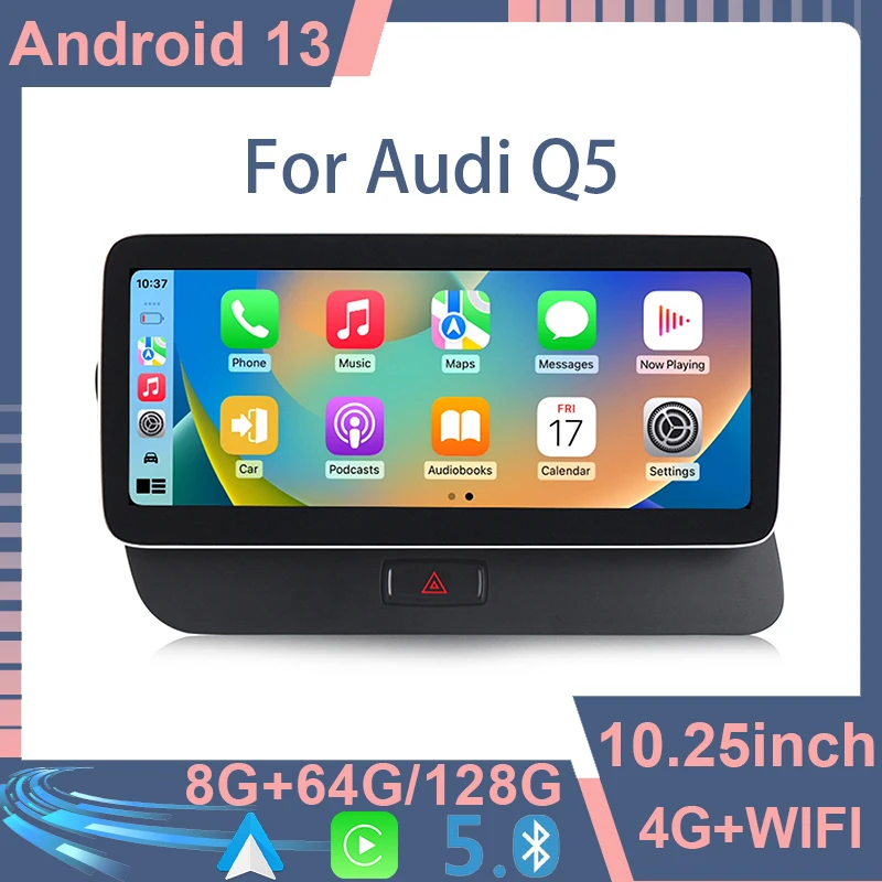 

8G 64G Android 13 12.5 inch Wireless Carplay For AUDI Q5 09-16 Car Video Players GPS Navigation Bluetooth Radio HD Screen 4G