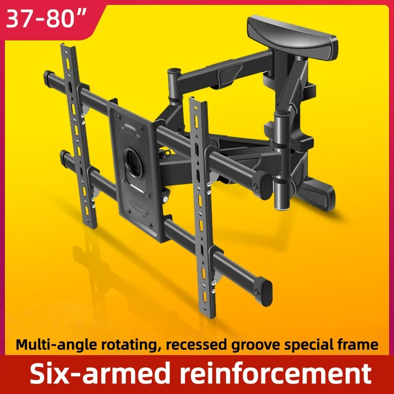 37-80inch 6 Arm Universal Retract Full Motion LCD TV Mount Wall Bracket Movable Arm Bracket Stand Swivel Tilt Horizontal Adjust