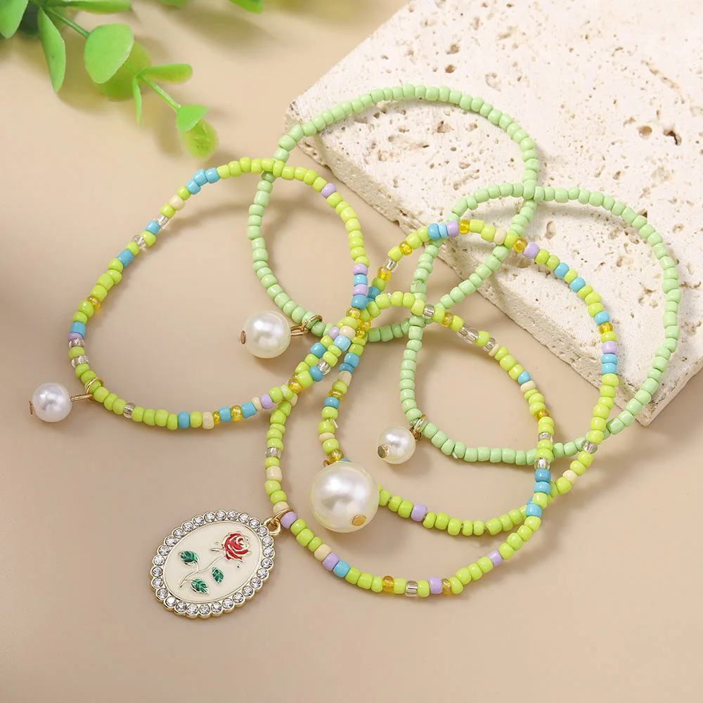 Aihua 4-teiliges Set Böhmisches Handgefertigtes Perlenarmband für Frauen und Mädchen, Bunte Blumenarmbänder, Kindergeburtstags-Schmuckgeschenke – Detail 5