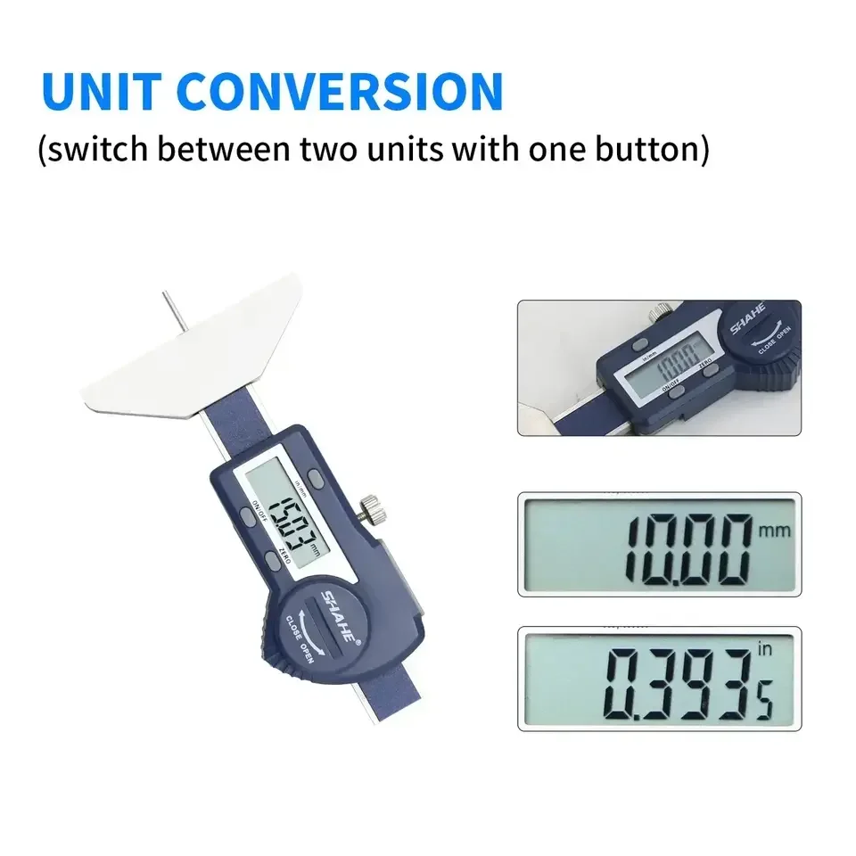 SHAHE Digital Depth Gauge 0-25mm/0-50 mm Tread Depth Gauge For Car Tire Digital Depth Calipers Measuring Tools gallery 3