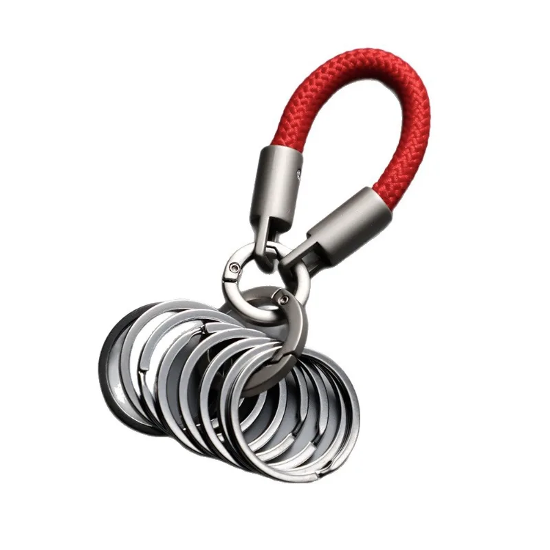 Alloy Titanium Keychain Multi Ring Keyring Key Chains Ring Phone Strap Holder Organizer Accessories