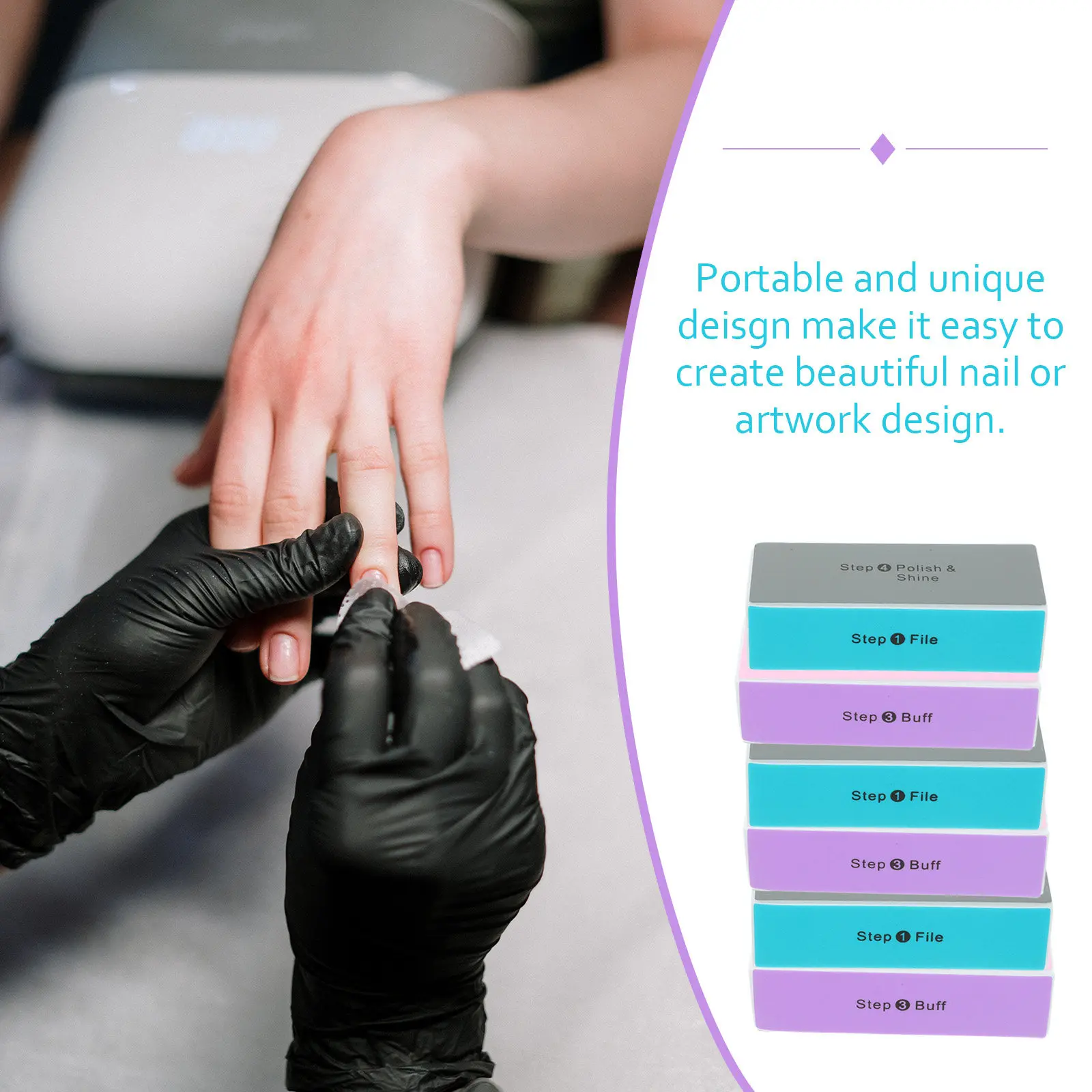 10Pcs Nail Polishing Block Four-Sided Premium Sponge Buffing File for Natural Nails Artwork Extensions Manicure Professional
